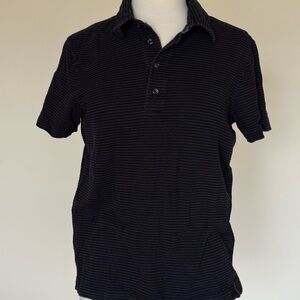 Express Black and charcoal Striped Polo Shirt